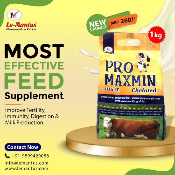 Pro Maxmin Forte Chelated mineral and vitamin combination for maintenance of fertility and good health.
